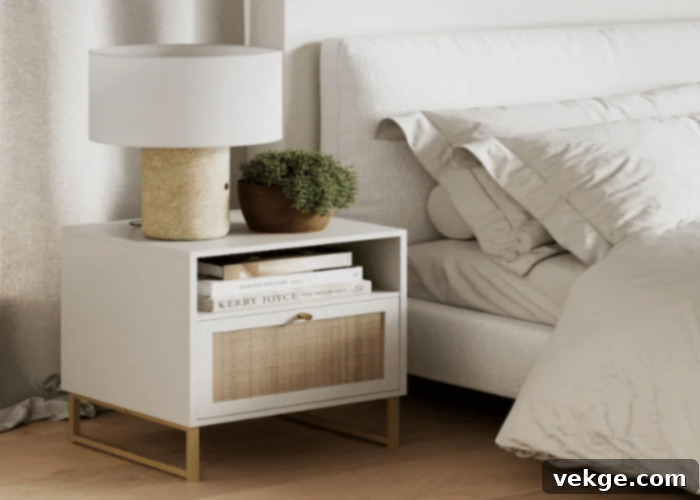 An All-White Boho Nightstand