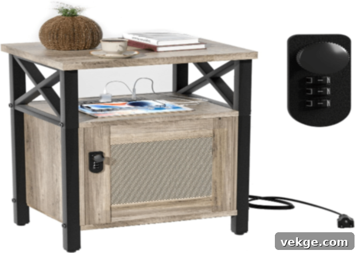 RunJuly Nightstand with combination lock