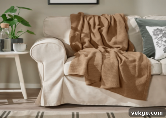 Use Slipcovers and Throws on Your Beige Couch