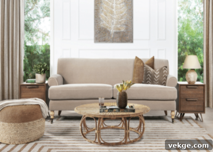 Tight Back Beige Couch for a Crisp Look