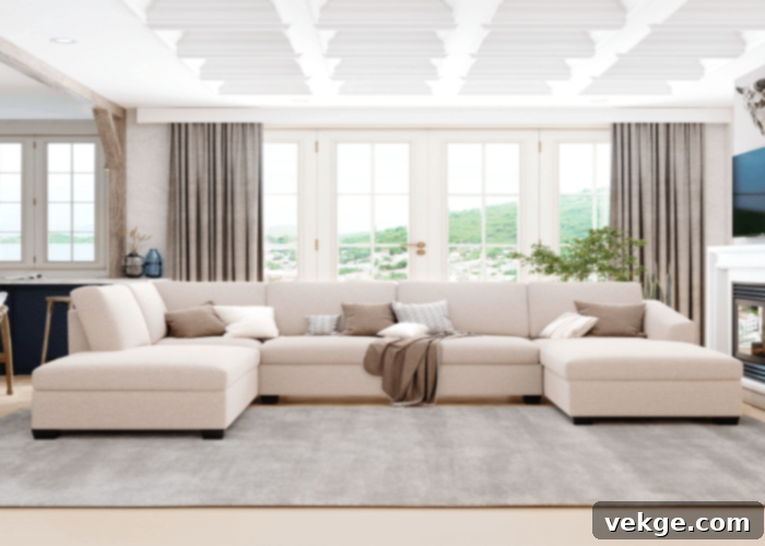 Sectional Beige Couch with Two Chaises