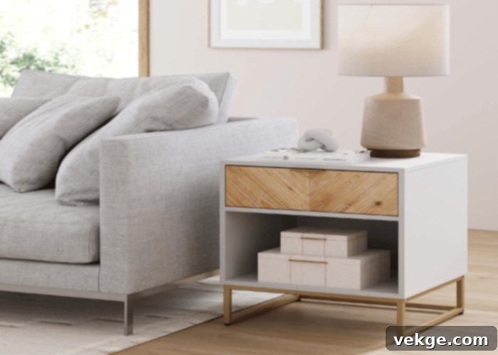 Chic Boho Nightstand with Elegant Metallic Accents