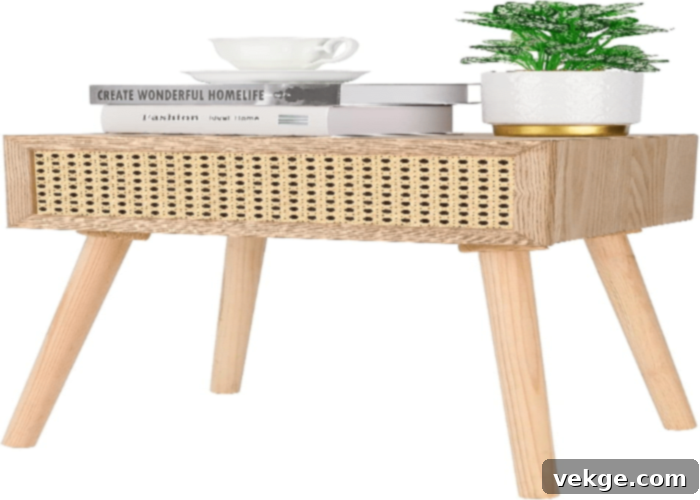 Versatile Boho Nightstand Doubling as a Coffee Table