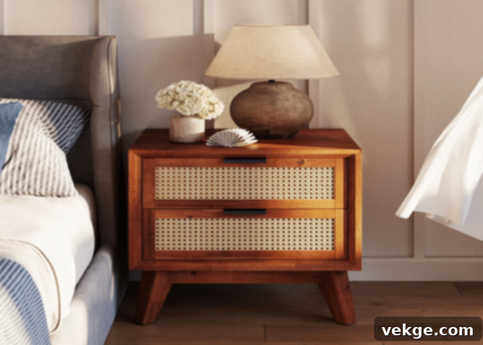 Classic Solid Wood Boho Nightstand with Ample Storage