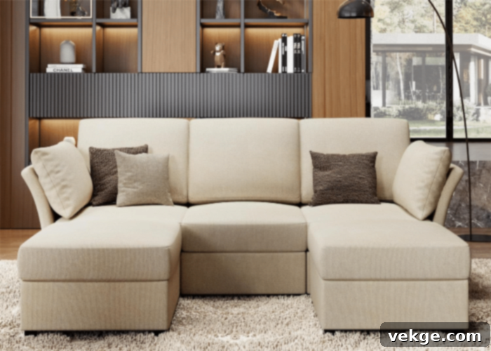Modern Linen Beige Couch