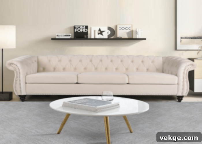 Velvety Beige Couch
