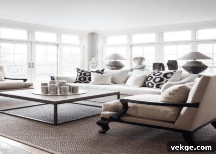 Black and White with Beige Sofa