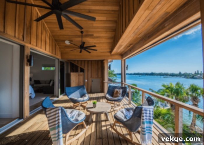 Nautical themed balcony with wooden elements
