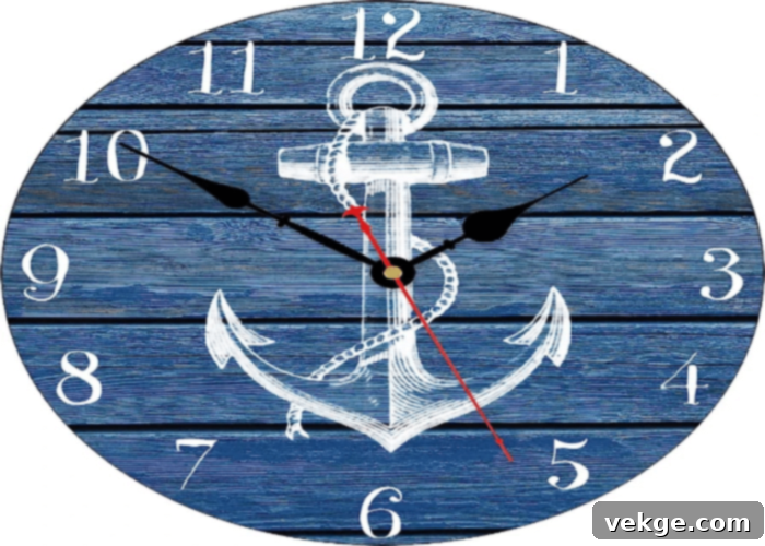 White Anchor Pattern Wall Clock