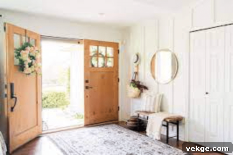 Farmhouse Style Entryway with Neutral Colors