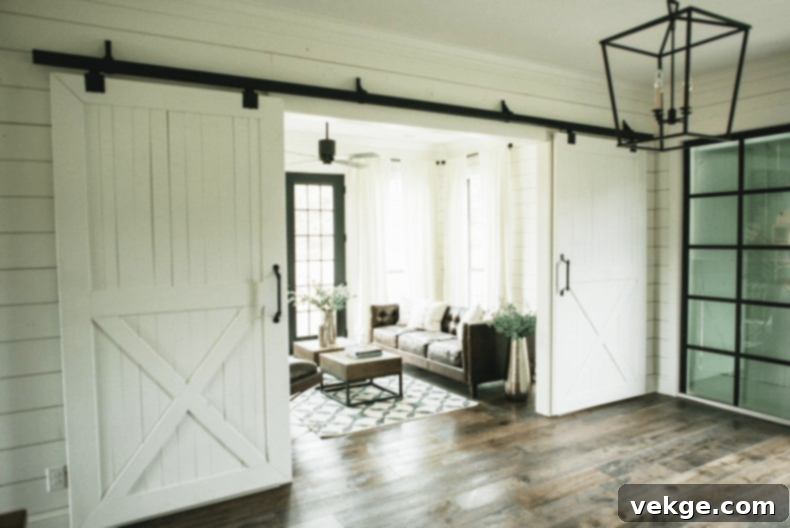 Interior Barn Door in a Small Farmhouse Home