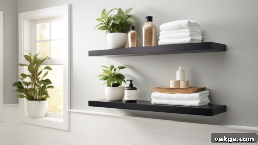 Shiplap bathroom shelf decor