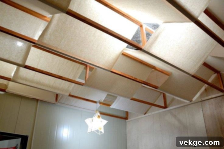 Fabric ceiling installation in a decorative setting