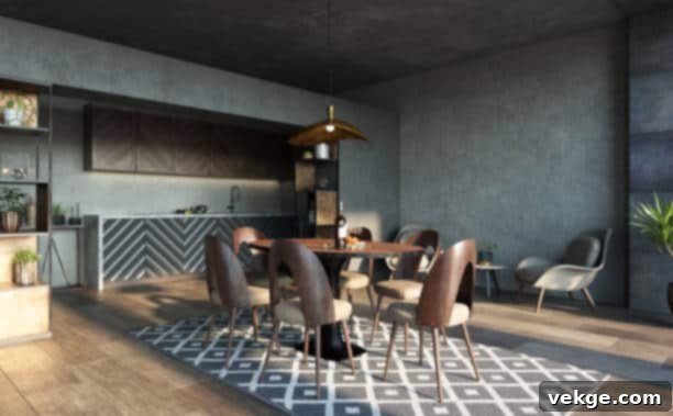 Kitchen interior in loft, industrial style, 3d render
