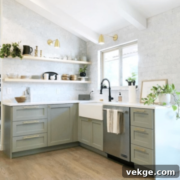 Evergreen Fog Kitchen Cabinets