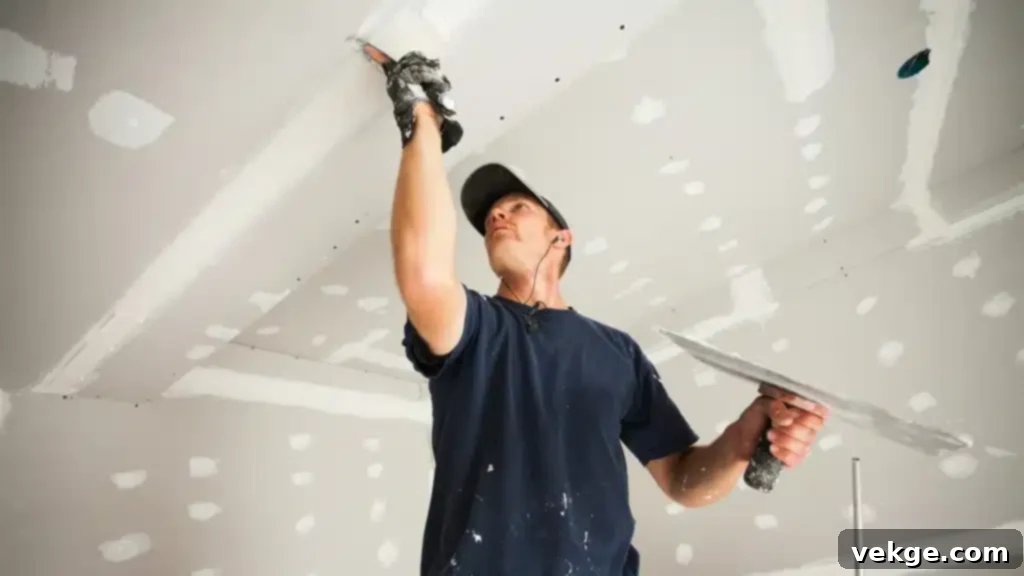 Clean and modern Mud and Tape Ceiling, offering a versatile smooth finish