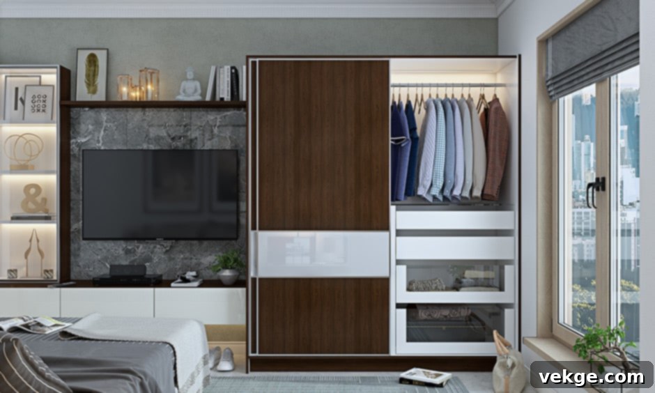 Elegant Double Door Sliding Wardrobe for compact spaces