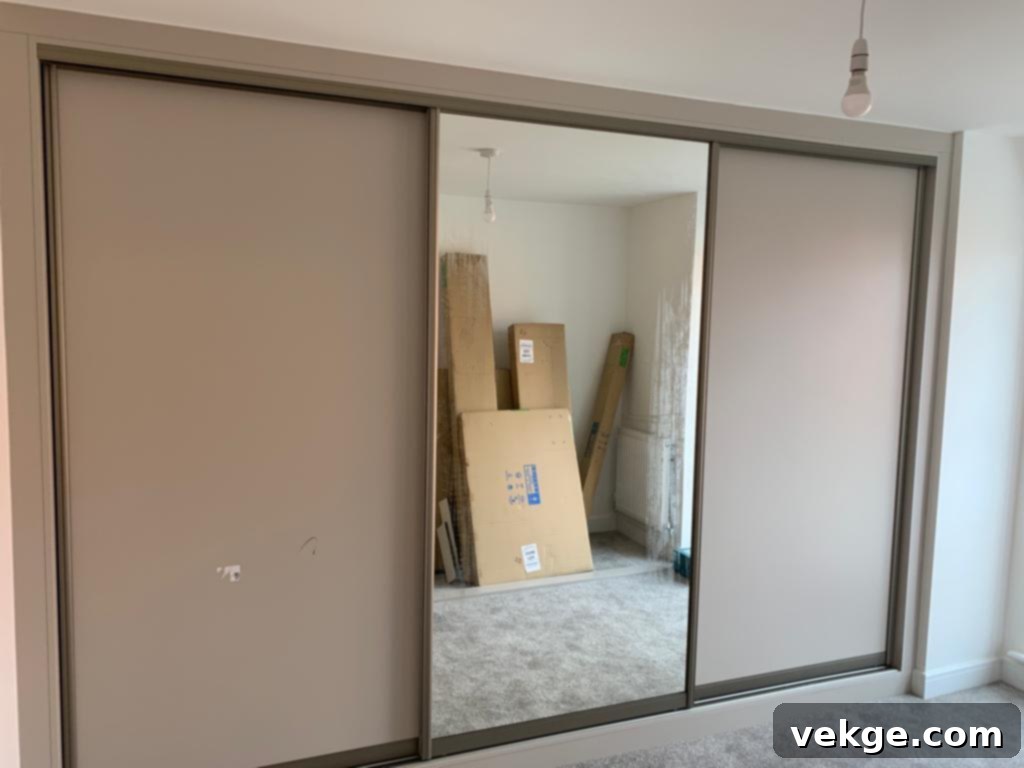 Durable Vinyl Covered Sliding Wardrobe mimicking natural textures