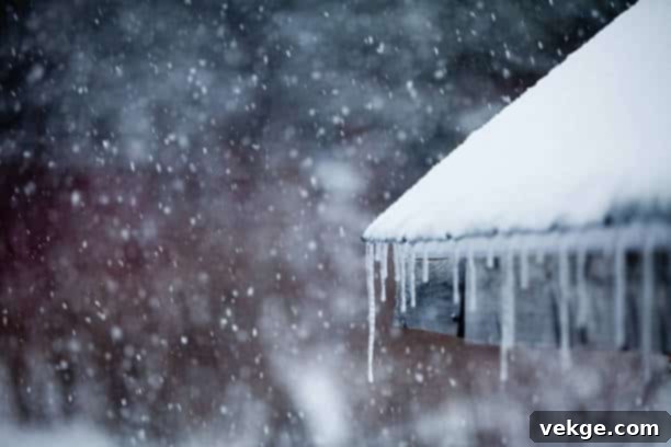 Roof covered in heavy snow