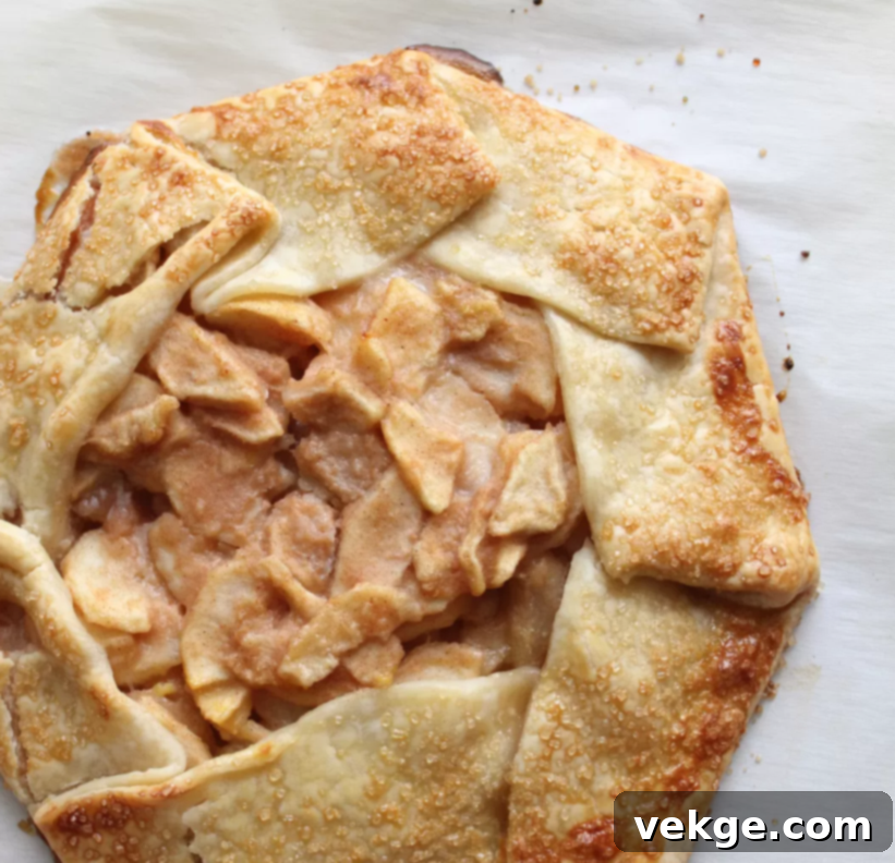 Rustic Pear Galette 4 Close-up of a pear galette, showcasing the textured pastry crust and the golden-brown edges.