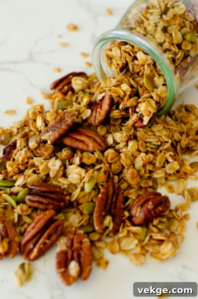 Cozy Cinnamon Granola 9 A large jar filled with homemade cinnamon granola