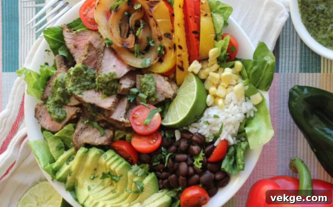 Sizzling Fajita Steak Salad 6 Fajita Steak Salad in a bowl