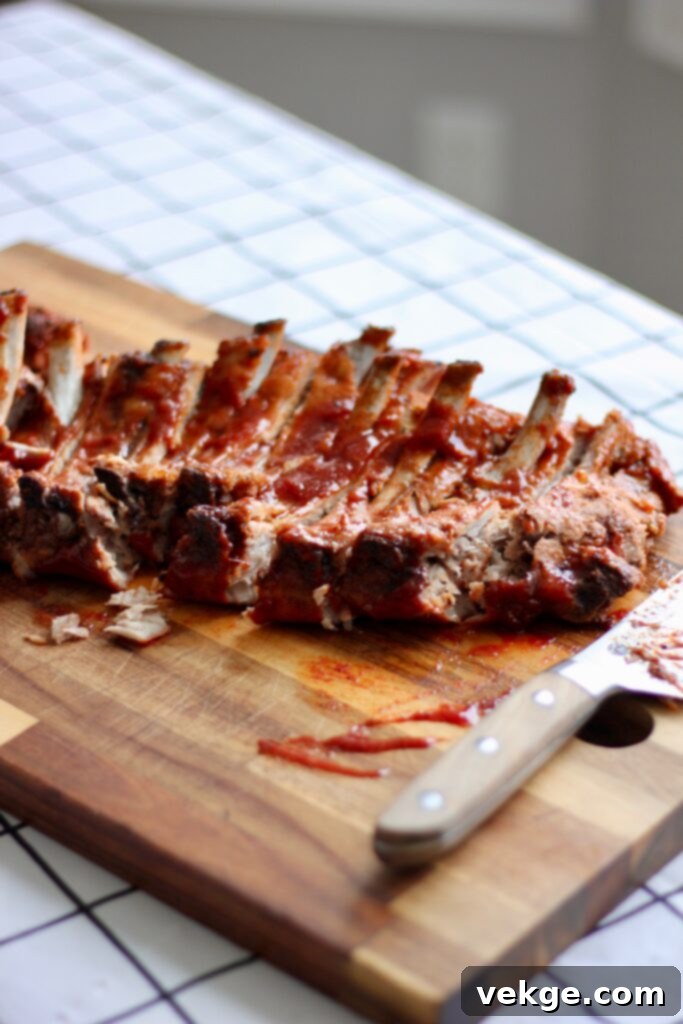 Foil-wrapped ribs ready for baking.