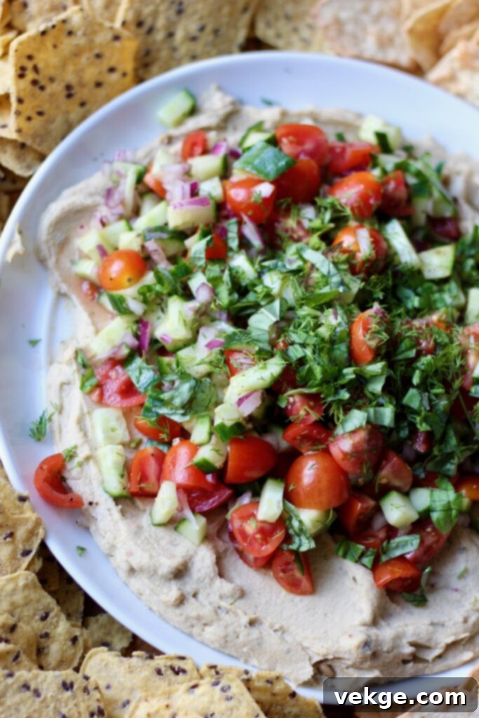 Veggie Loaded Hummus Dip with dippers
