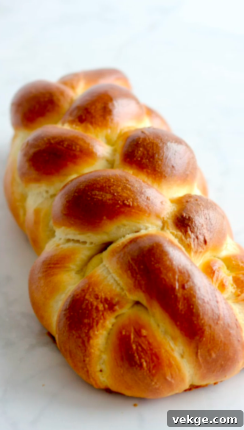 Intricate Six-Strand Bread 2 A beautifully golden-brown six-strand braided bread loaf on a cutting board.