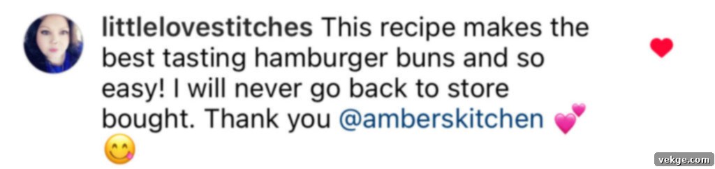 Artisan Burger Buns 15 Testimonial praising the buns.