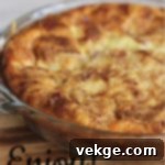 Hearty Bacon and Swiss Quiche 8 A perfectly baked and golden-brown crustless quiche, fresh out of the oven.