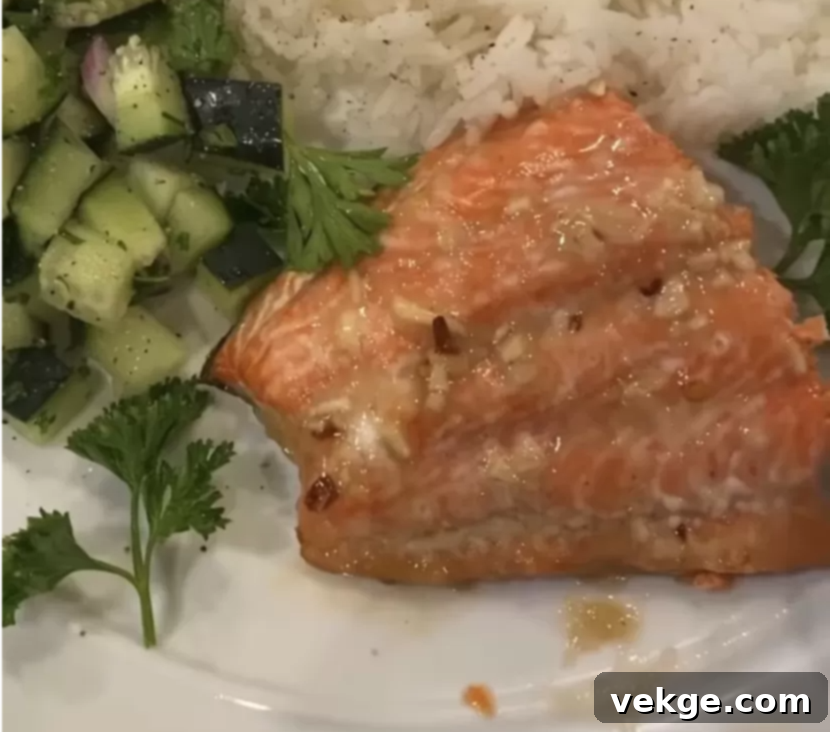 Maple Garlic Glazed Salmon 4 Close-up of the Maple Garlic Salmon recipe card image