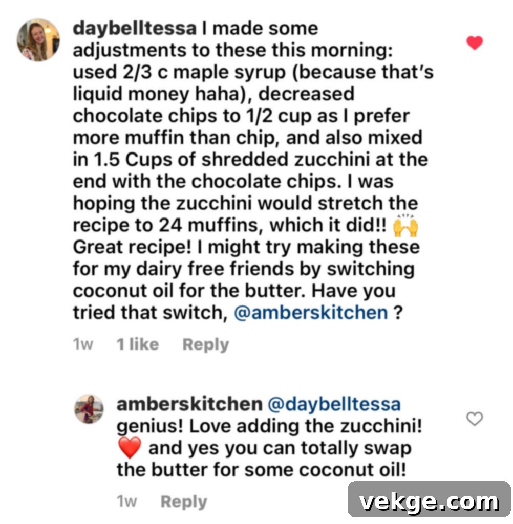 Perfectly Moist Chocolate Banana Muffins 6 Positive customer testimonial 2 for chocolate banana muffins, praising their moistness.