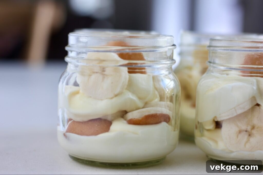Assortment of finished Banana Pudding Cups with garnishes