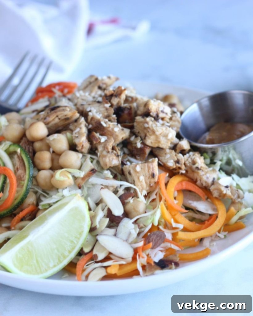 Close-up of the delicious Thai peanut dressing.