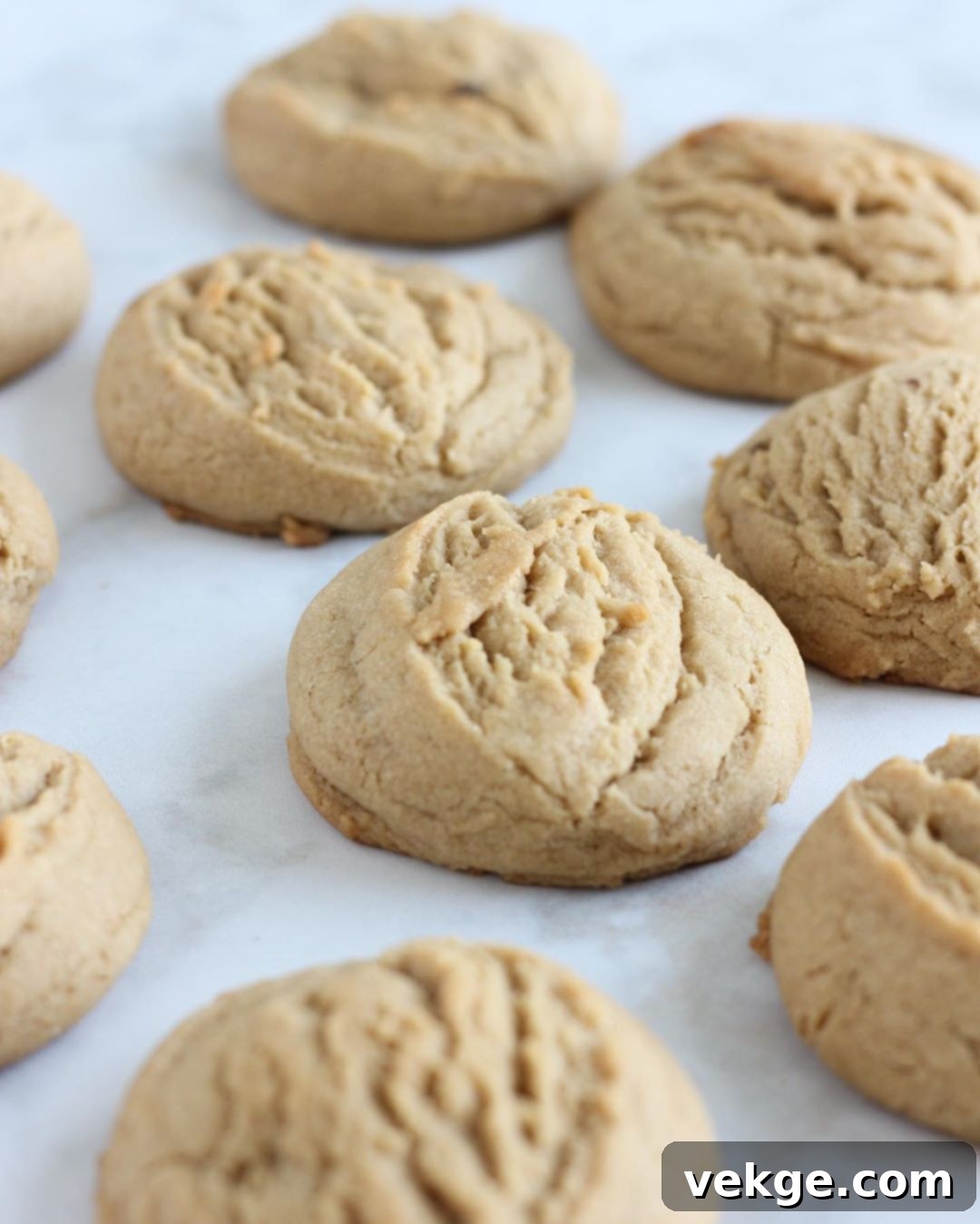 Golden Butterscotch Cookies 3 A close-up of a stack of golden butterscotch cookies on a cooling rack.