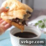 Mouthwatering Instant Pot French Dip Sandwiches 5 Perfectly tender shredded beef for Au Jus sandwiches