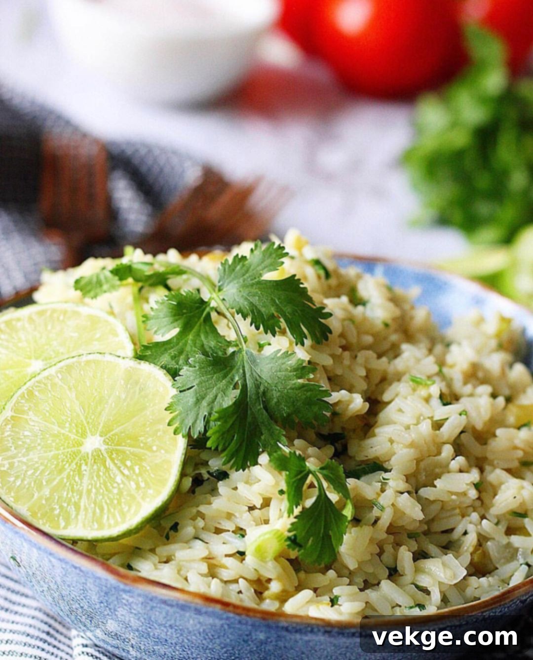 Cilantro Lime Rice 3 Close-up of cilantro lime rice in a pot, showing texture and fresh herbs