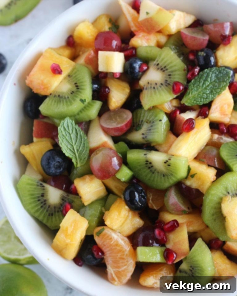 Serving a portion of fruit salad
