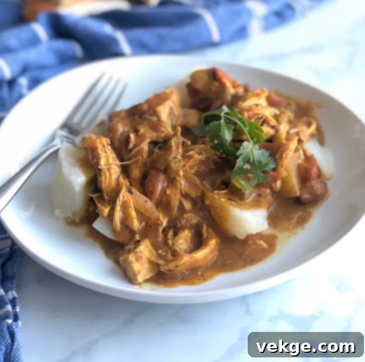 Finished Coconut Masala Chicken served in a bowl, garnished.
