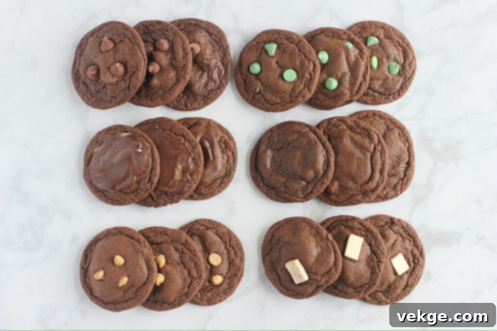 Decadent Chewy Chocolate Cookies 2 Freshly baked chewy chocolate cookies with a soft center and crispy edges