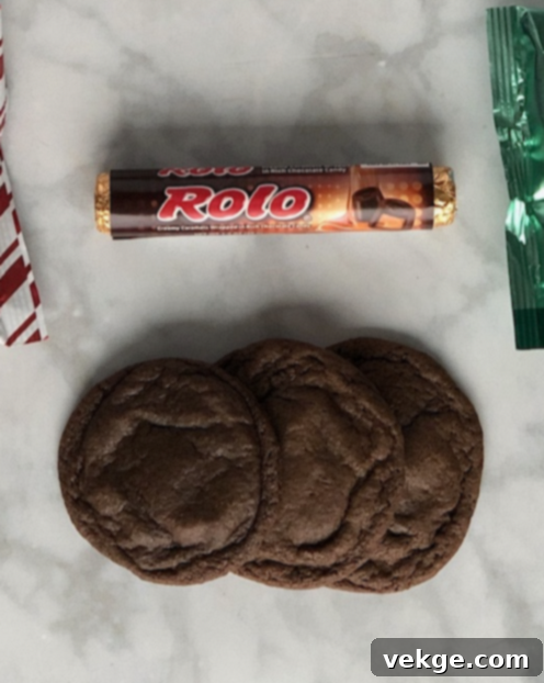 Decadent Chewy Chocolate Cookies 12 Chewy chocolate cookies with vibrant green mint chips