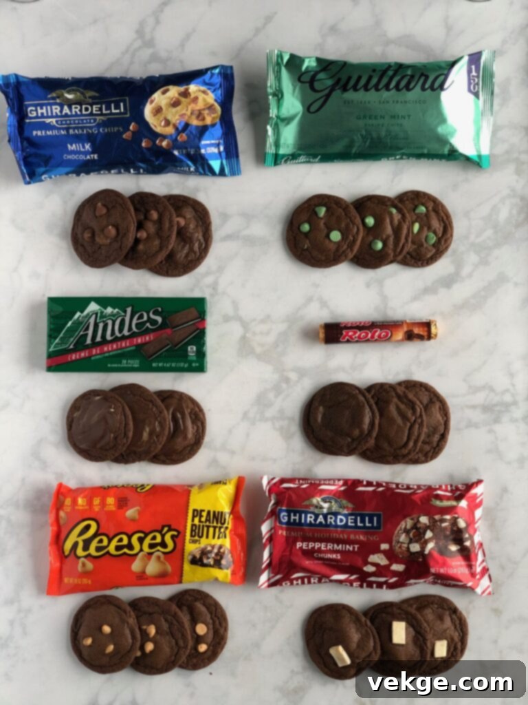 Decadent Chewy Chocolate Cookies 6 Ingredients for baking, including cocoa powder, baking soda, and salt for chewy chocolate cookies