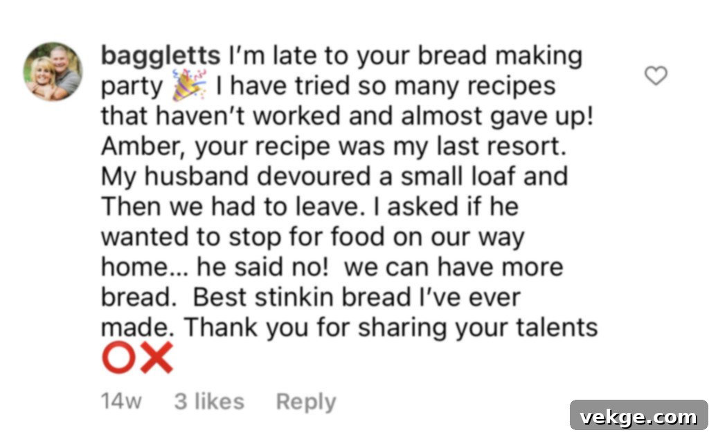 Timeless White Loaf 21 Testimonial 2 for white sandwich bread