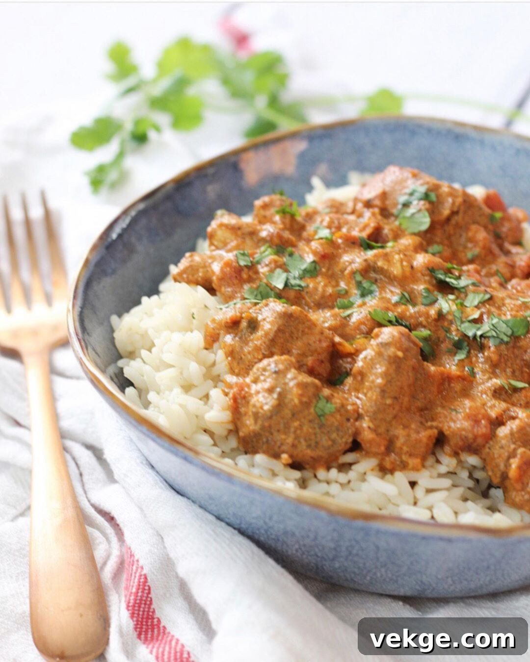 Creamy Indian Butter Chicken 3 Close-up of Instant Pot Indian Butter Chicken, showing the creamy sauce and tender chicken pieces.