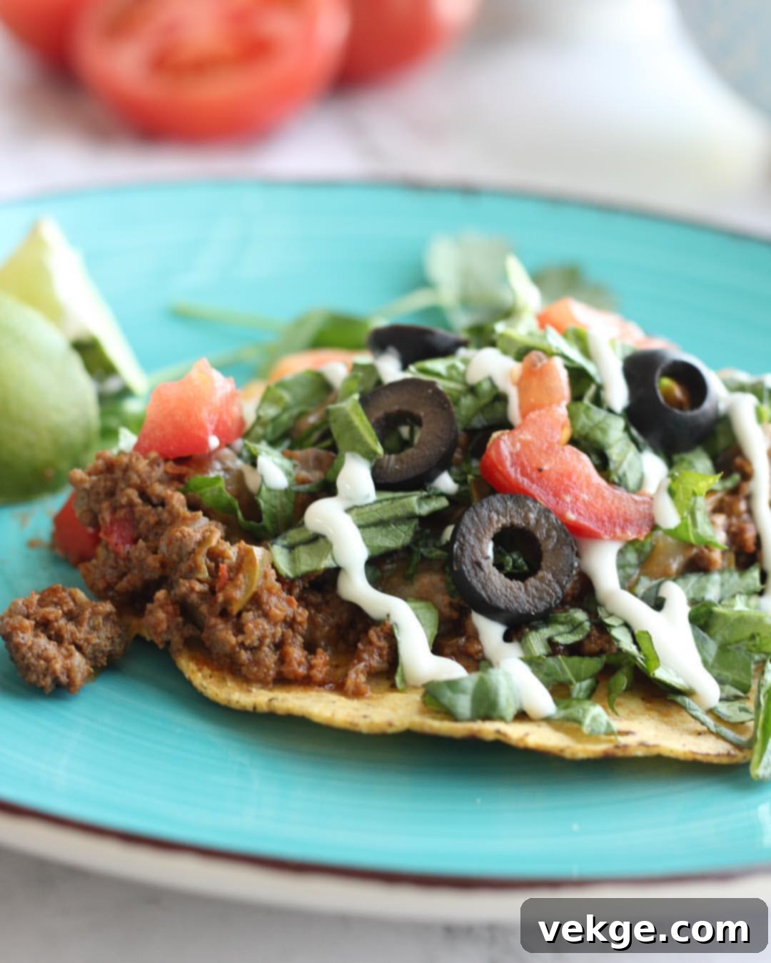 Taco Fillings 3 Close-up of freshly prepared tacos with ground beef filling and toppings