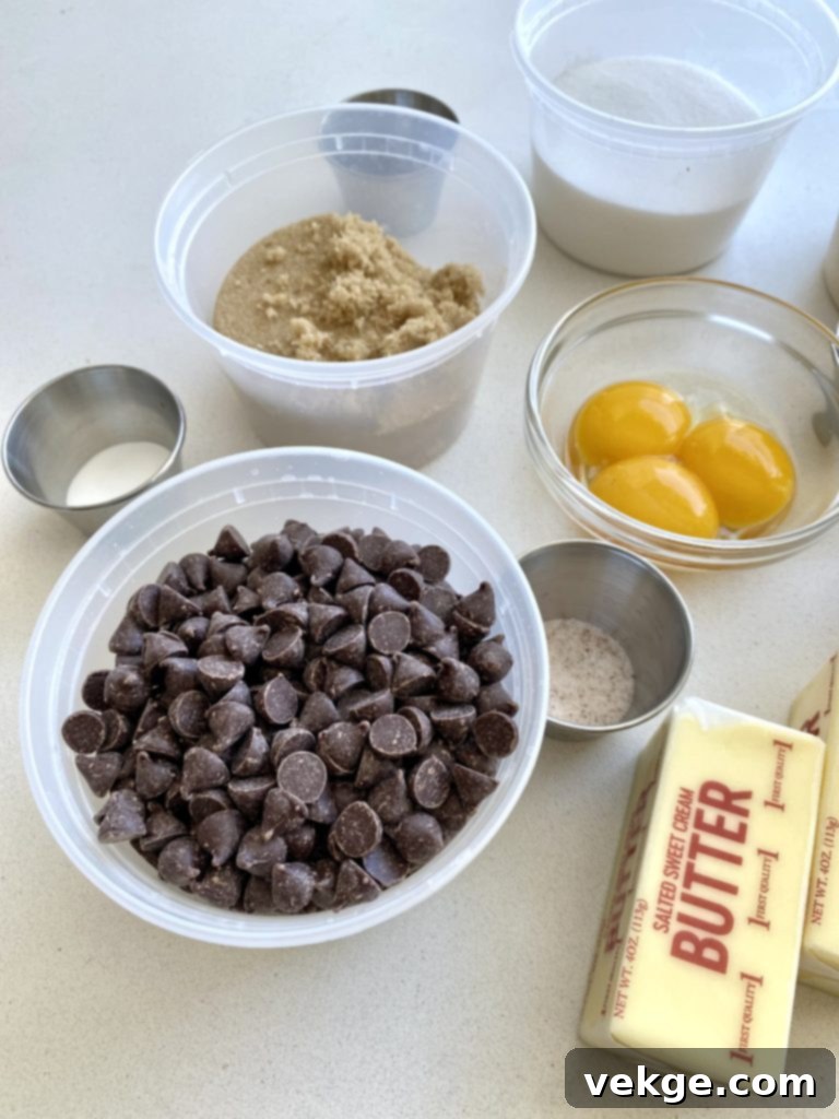 Chocolate chips and chunks, ready for baking.