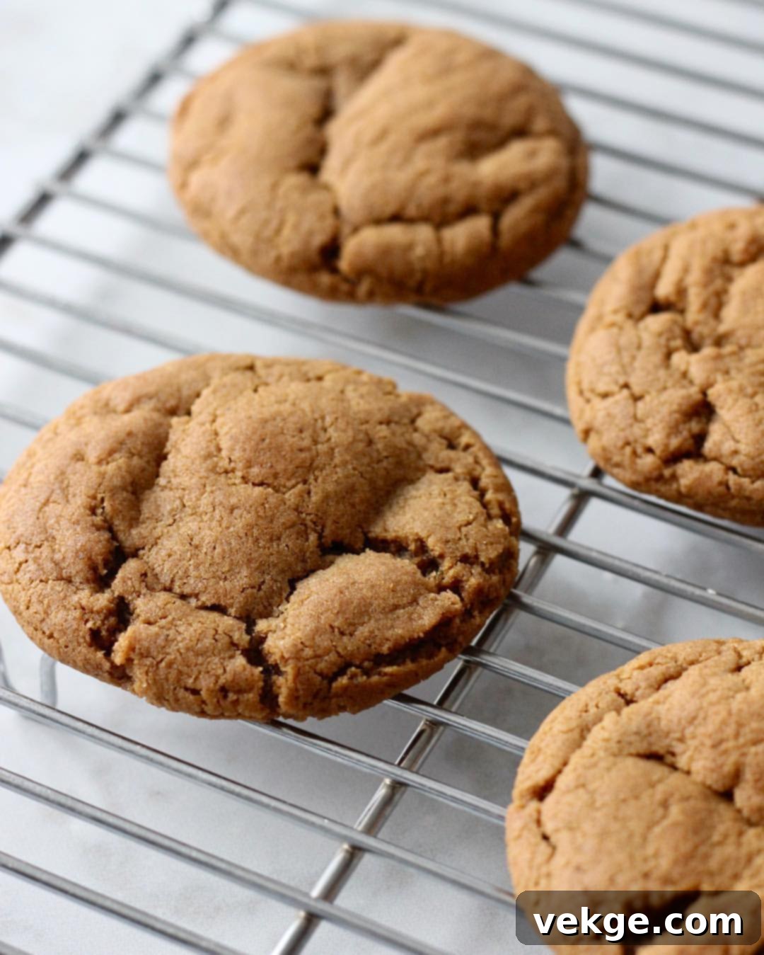 Spiced Molasses Cookies 2 Freshly baked molasses cookies, soft and chewy, with a rich, spiced aroma filling the kitchen.