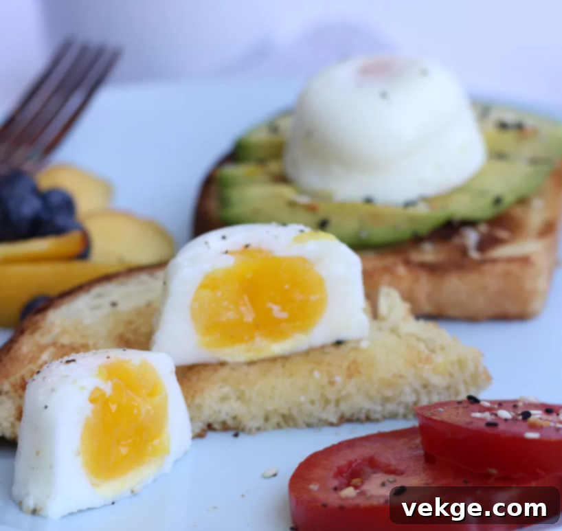 A beautifully presented plate of Instant Pot poached eggs