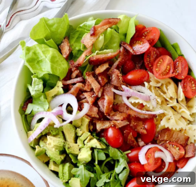 BLT Pasta Salad ready to serve